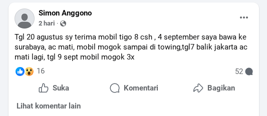 Keluhan Konsumen Chery Tiggo 8 CSH