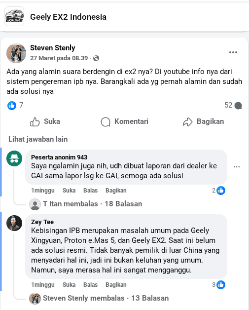 Keluhan Geely EX2