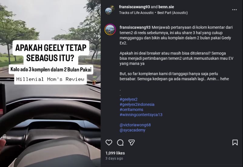Keluhan Konsumen Geely EX2