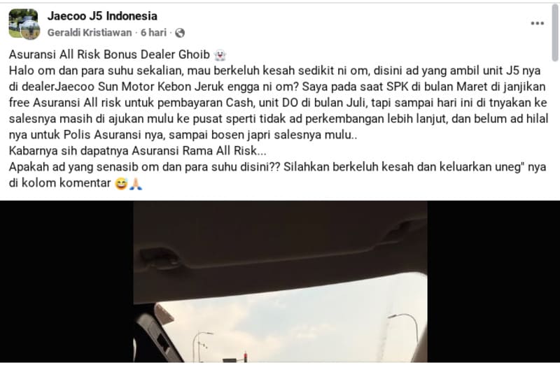 Keluhan Asuransi Jaecoo J5