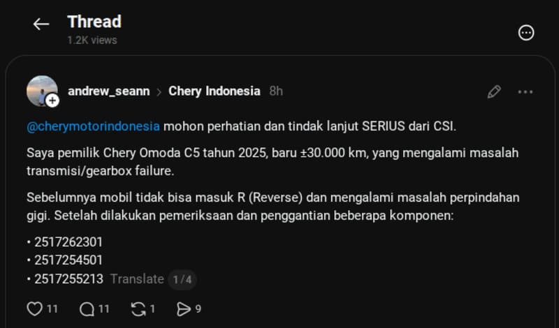 Keluhan Konsumen Chery Omoda C5