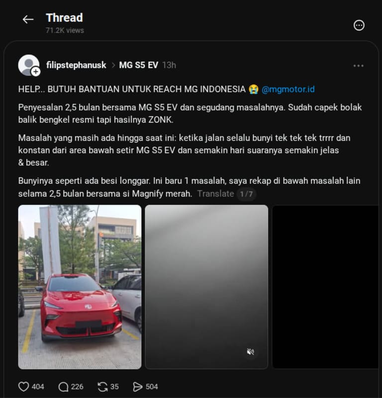 Keluhan Konsumen MG S5 EV