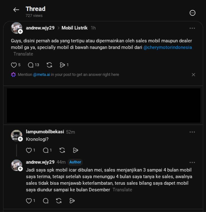 Keluhan Pembeli iCAR