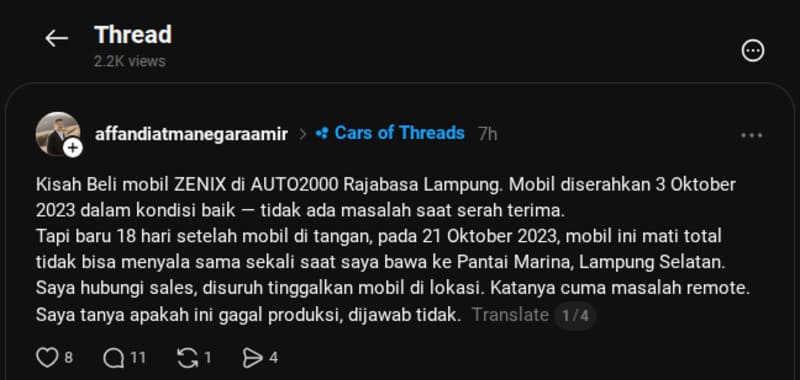 Keluhan Pemilik Toyota